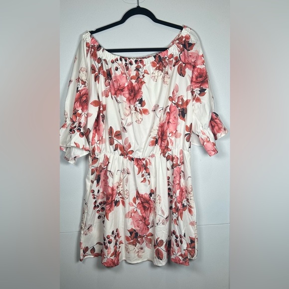 Floral Off-Shoulder Dress in Pink and White Size 2XL (fits like an XL) - Picture 2 of 8